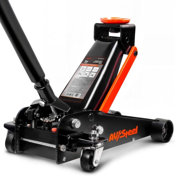 100e1eb3ef614f5cb66748f724a70062 3 Ton Heavy Duty Hydraulic Floor Jack for Car (6600 lbs) With Single Piston Pump, Quick Lift, Lifting Range 5.5” to 18.5”