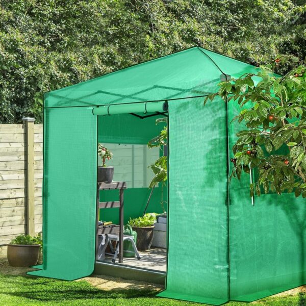 102a025fa9cd4c39af70fc10bc619c26 EAGLE PEAK 6×4 Portable Walk-in Greenhouse, Pop-up Indoor Outdoor Garden Green House, Zippered Door and Windows, PE Cover, White