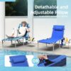 3-in-1 Outdoor Sun Tanning Lounge Chair with Face Hole – 5-Position Recliner, Folding Side Table & Removable Pillow, 330lbs Capacity, Blue