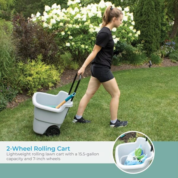 Resin 15.5 Gallon Multi-Purpose Rolling Cart with Wheels, Durable Plastic, Brown/Taupe