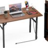 TEMI Small Computer Desk Folding Table – 35.8′′ Foldable Office Desk, No Assembly, Perfect for Small Spaces in Bedroom, Dorm, or Apartment, Portable Mini Desk or Study Table with Compact Design, Brown