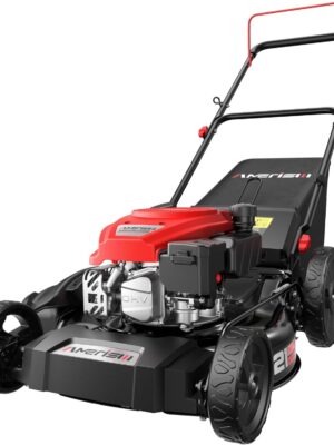 21′′ Steel Deck Gas Lawn Mower, Heavy-Duty 3-in-1 Push Mower, 144cc 4-Stroke Engine, 6-Position Height Adjustment, Large 1.4 Bushel Grass Catcher, Durable & Efficient for Yard & Garden