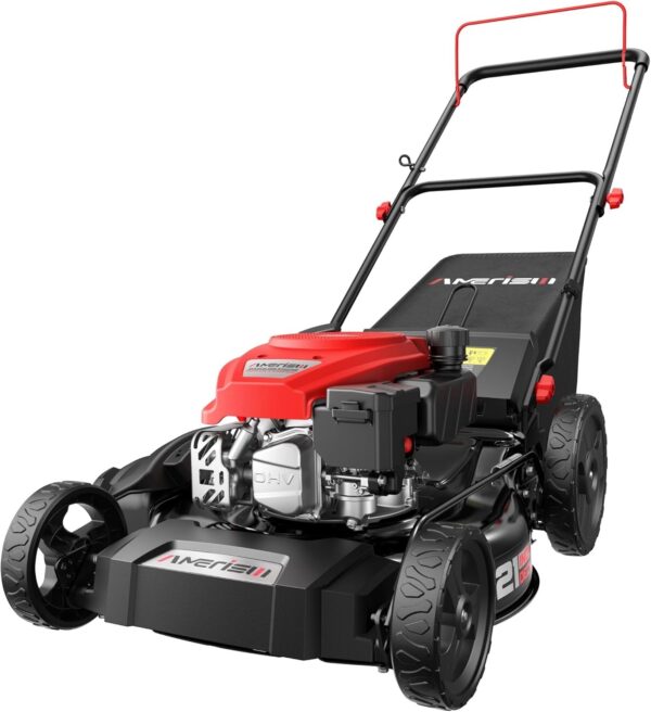 108bd932d9e74758903f143b2443942e 21′′ Steel Deck Gas Lawn Mower, Heavy-Duty 3-in-1 Push Mower, 144cc 4-Stroke Engine, 6-Position Height Adjustment, Large 1.4 Bushel Grass Catcher, Durable & Efficient for Yard & Garden