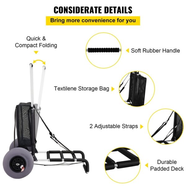 10e611c4a1fb430093a41389c765af46 Best 165LBS Folding Beach Cargo Deck Cart W/ All-Terrain Balloon Tires