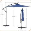 9.8FT Offset Patio Umbrella Hanging Cantilever Umbrella Outdoor Sun Shade with Easy Tilt Adjustment, 8 Ribs, UV Protection for Backyard, Lawn, Garden and Pool, Blue