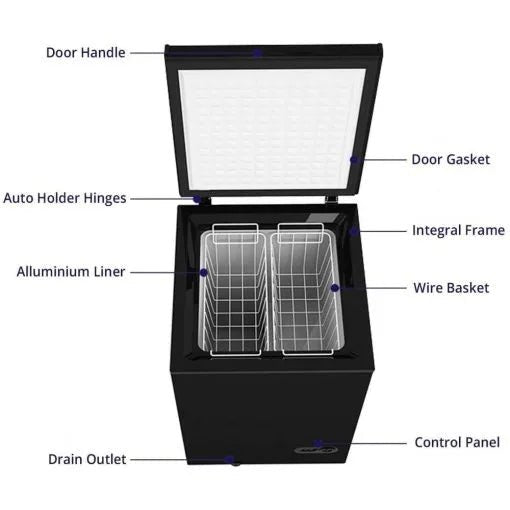 Chest Freezer – 3.5 Cu Ft with 2 Removable Baskets – Reach In Freezer Chest – Quiet Compact Freezer – 7 Temperature Settings – Black