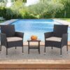 Patio Furniture Set 4 Pieces Outdoor Rattan Chair Wicker Sofa Garden Conversation Bistro Sets for Yard (Brown)
