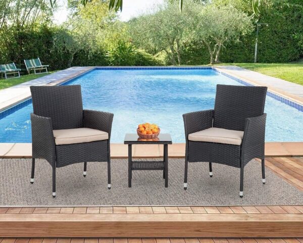 Patio Furniture Set 4 Pieces Outdoor Rattan Chair Wicker Sofa Garden Conversation Bistro Sets for Yard (Brown)