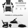 Folding Adirondack Rocking Chair,4-in-1 Multifunctional Patio Chair with Retractable Ottoman, Outdoor Chair Wood Texture, Lawn Chair for Porch, Backyard, Pool(Grey)