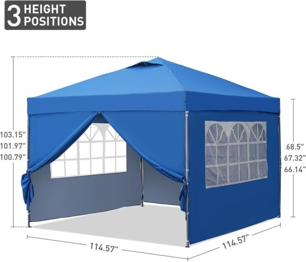 11cf4dd63d674588b0adc6825dd5cd15 GDY 10×10 Pop Up Canopy Tent, Outdoor Canopy Tent, Patio Tent,Commercial Instant Gazebos,4 Sidewalls, Portable Shelter Canopies, with 4 sandbags, Blue.