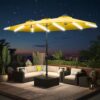 15ft Patio Umbrella with Solar Lights, Large Double Umbrella Outdoor, Rectangle 180”x106” Umbrellas with 156 PCS LED Lights and Crank Handle for Backyard Deck Pool Shade in Black(1.9′′ Pole)