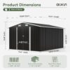 Aoxun 6.2×4 FT Shed Outdoor Storage Shed Metal Garden Shed with Lockable Doors & Slooping Roof Tool Shed Bike Shed for Backyard, Patio, Poolside (Brown)