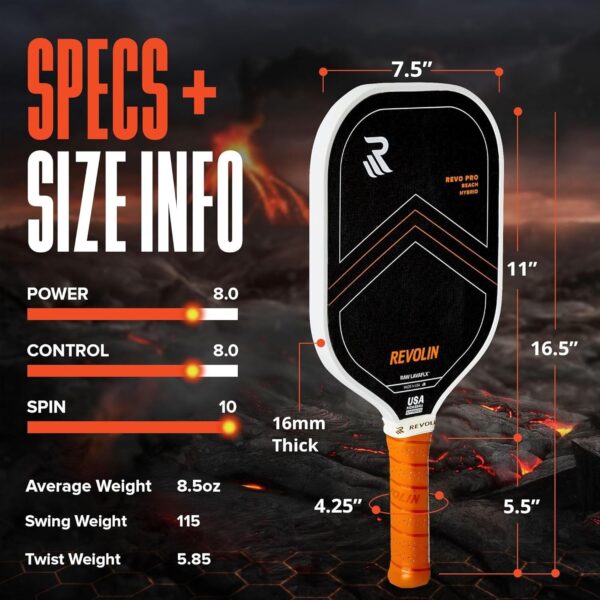PRO Pickleball Paddles l Pure or Reach l Made with Volcanic Rock l Spin + Power+ Control l USA Tournament Approved l Premium Pickleball Paddle Made in USA l LavaFLXTM Face l 16mm Honeycomb Core