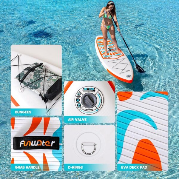 1250e2a0621b4c78af5d103cd7974f52 FunWater Inflatable Ultra-Light Stand Up Paddle Board for All Skill Levels with Premium SUP Paddleboard Accessories,Non-Slip Comfort Deck for Youth & Adults