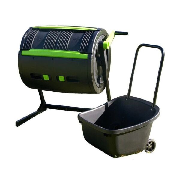 128592c5236c4a9b9ac39634fc6dfb35 65-Gallon Compost Tumbler And Cart Combo