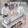 Refrigerated Condiment Prep Station, 135 W Countertop Refrigerated Condiment Station, with 2 1/3 Pans & 4 1/6 Pans, 304 Stainless Body and PC Lid, Sandwich Prep Table with Stainless Guard, ETL