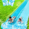 JOYIN 32.5FT Water Slide and 2 Inflatable Boards, Extra Long Double Lawn Heavy Duty Splash Mat Pad with Sprinkler for Kids Adults Backyard Summer Water Toy Outdoor Fun, Blue, Orange