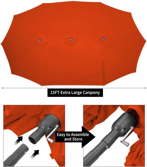 1366b446eb9e4967ba9c9043316b2b0b 15ft Patio Umbrella with Solar Lights, Large Double Umbrella Outdoor, Rectangle 180”x106” Umbrellas with 156 PCS LED Lights and Crank Handle for Backyard Deck Pool Shade in Black(1.9′′ Pole)