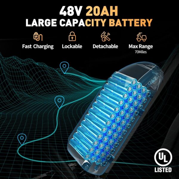 136d9be43b9d440b87b01e2f2aec4946 Electric Bike for Adults Q20, 2000/1500W, 37/30MPH,52V 40AH,48V/20AH E-Bike,30-180 Miles Electric Motorcycle, 20′′ Fat Tire Dirt Bike, UL2849 All Terrain for Mountains, Snow, Sand, Road