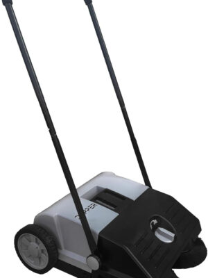 Walk-Behind Outdoor Hand Push Floor Sweeper – 5.25 Gallon Capacity – 25.5′′ Sweeping Width – Sweeps up to 27,900 ft2 / Hour, Grey
