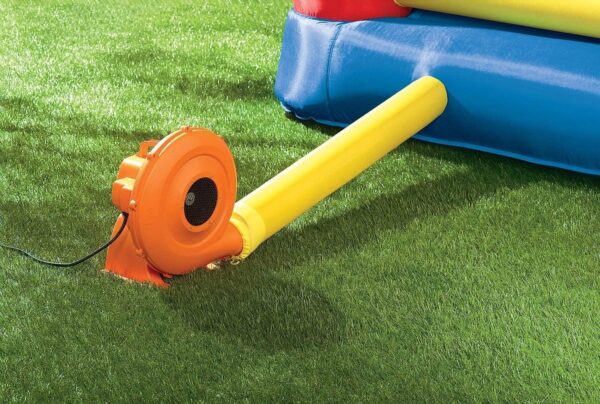 1445c7e3f50b43be8fc01c613cdf0c0e Little Tikes Jump ‘n Slide Inflatable Bouncer Includes Heavy Duty Blower With GFCI, Stakes, Repair Patches, And Storage Bag, for Kids Ages 3-8 Years