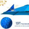15ft Patio Umbrella with Solar Lights, Large Double Umbrella Outdoor, Rectangle 180”x106” Umbrellas with 156 PCS LED Lights and Crank Handle for Backyard Deck Pool Shade in Black(1.9′′ Pole)