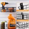 INCLY 30PCS Slatwall Accessories Set, Includes 4 Pack Ventilated Metal Wire Slatwall Baskets and 26PCS Multisized Heavy Duty Slatwall Hooks for Garage Rooms Shops Storage Organizing Display