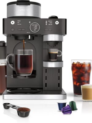Ninja Espresso & Coffee Maker & Barista System, 3 Espresso Brew Styles, Single-Serve Coffee & Nespresso Capsule Compatible, Built-in Frother, Espresso, Cappuccino & Latte Maker, Black, CFN601