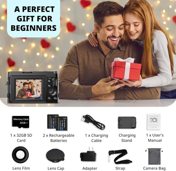 14e36fa90c60453f91109eaec28eb959 4K Digital Camera for Photography Autofocus, 2024 Latest 48MP Vlogging Camera for YouTube with SD Card, 2 Batteries, 3′′ 180°Flip Screen Compact Travel Camera for Teens with 16X Zoom, Anti-Shake,Black
