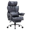 Leather Office Computer Chair (Executive Office Chair with Leg Rest and Lumbar Support)