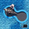 Round Inflatable Floating Dock, Sunchill Float Ring, Hammock Tanning Pool with 4in Woven Fabric, Manual Pump for 1-2 Min Quick Inflate/Deflate, Fits 2-8, Ideal for Lakes, Pools, Oceans