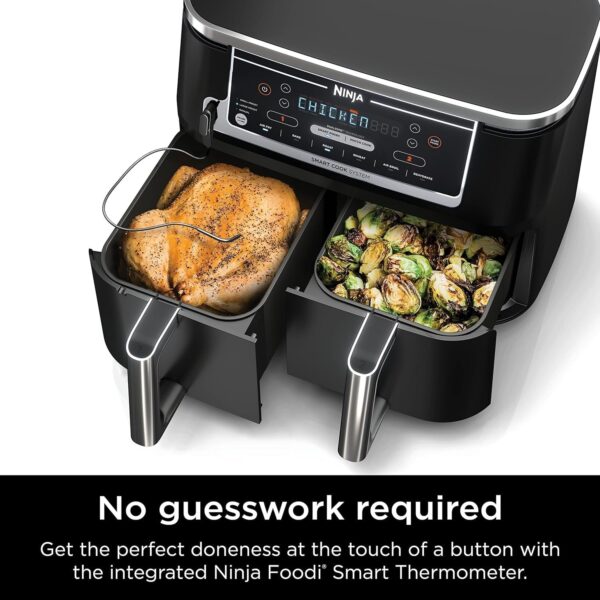 152f383b633d42dca19e8ab27119644c DZ401 Foodi 10 Quart 6-in-1 DualZone XL 2-Basket Air Fryer with 2 Independent Frying Baskets, Match Cook & Smart Finish to Roast, Broil, Dehydrate for Quick, Easy Family-Sized Meals, Grey