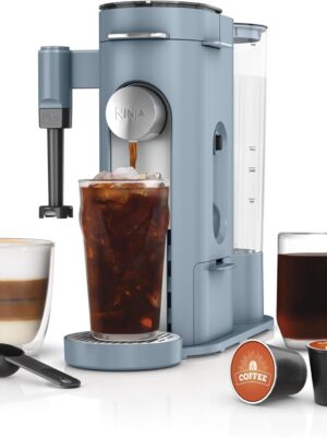 Ninja Pod & Grounds Specialty XL Single-Serve Coffee Maker, K-Cup Pod Compatible, Brews Grounds, Compact Design, Built-In Milk Frother, 68-oz. Reservoir, 6-oz. Cup to 24-oz. Mug Sizes, Stone, PB055AST