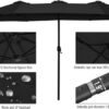 15ft Patio Umbrella with Solar Lights, Large Double Umbrella Outdoor, Rectangle 180”x106” Umbrellas with 156 PCS LED Lights and Crank Handle for Backyard Deck Pool Shade in Black(1.9′′ Pole)