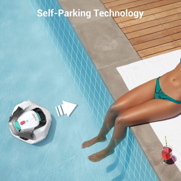 Cordless Robotic Pool Cleaner, Pool Vacuum Lasts 90 Mins, LED Indicator, Self-Parking, Ideal for Above/In-Ground Flat Pools up to 40 Feet – Gray