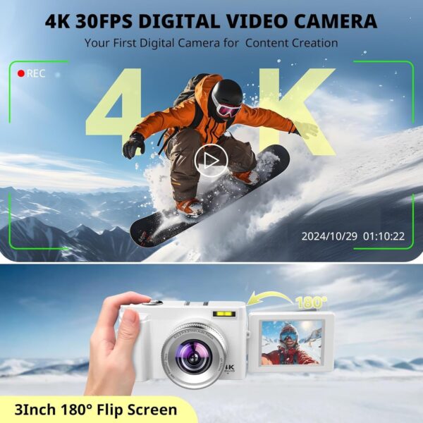 15c5fa03999541a9a42d7da78fe95c07 4K Digital Camera for Photography Autofocus, 2024 Latest 48MP Vlogging Camera for YouTube with SD Card, 2 Batteries, 3′′ 180°Flip Screen Compact Travel Camera for Teens with 16X Zoom, Anti-Shake,Black
