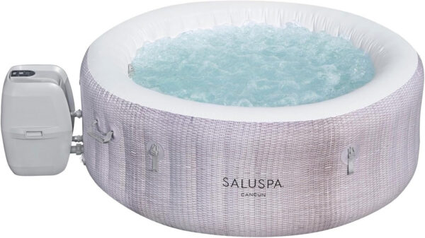 Bestway SaluSpa Fiji AirJet Large Round 2 to 4 Person Inflatable Hot Tub Portable Outdoor Spa with 120 AirJets and EnergySense Cover, Grey