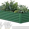 8x4x2ft 2pcs Large Raised Garden Bed Kit, Galvanized Metal Planter Box with Gloves, Ground Nails & Safety Rubber, Outdoor Above Ground Planters for Plants Vegetables Flowers, Green