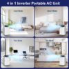 14000 BTU Portable Air Conditioners with Remote Control, 3-in-1 Free Standing Cooling AC Unit with Fan & Dehumidifier, Cools Room up to 700 sq.ft, Smart/Sleep Mode,3 Speed,Auto Swing,24H Timer