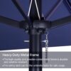 15 ft Large Patio Umbrella with Solar Lights Double-Sided Outdoor Rectangle Market Umbrellas with 36 LED Lights/Base Included/Easy Crank for Patio Garden Yard Pool Lawn, Brown
