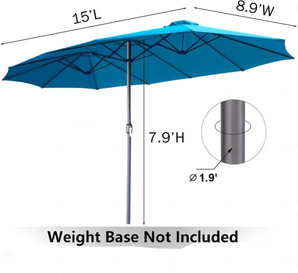 16e3acdd4fe84398bc8224c27f4bbaec 15ft Patio Umbrella with Solar Lights, Large Double Umbrella Outdoor, Rectangle 180”x106” Umbrellas with 156 PCS LED Lights and Crank Handle for Backyard Deck Pool Shade in Black(1.9′′ Pole)