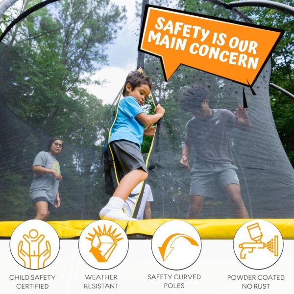 JUMPZYLLA Trampoline 8FT 10FT 12FT 14FT 15FT 16FT Trampoline with Enclosure – Recreational Trampolines with Ladder and AntiRust Coating, ASTM Approval Outdoor Trampoline for Kids