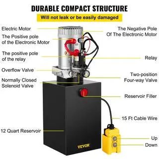 16f07570758b4134a33aabca3156e999 12 qt. 12-Volt 3200 PSI Hydraulic Power Pump Electric Dump Trailer Pump with Steel Reservoir for Car Lift 12LDZYCZYYBTX0001V0