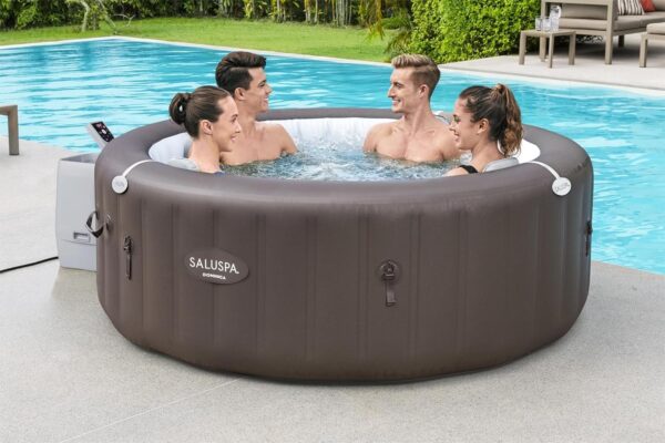 Bestway SaluSpa Miami EnergySense AirJet Inflatable Hot Tub Spa (71′′ x 26′′) | Portable Hot Tub with 2 Covers (1 Energy-Efficient Thermal Cover and 1 Standard Cover) | Fits Up to 2-4 Persons | Black