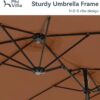 15ft Patio Umbrella Double-Sided Outdoor Market Extra Large Umbrella with Crank, Umbrella Base Included (Dark Red)