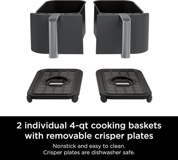 17890d3b946d4b1e8ac7b383223f50c1 DZ401 Foodi 10 Quart 6-in-1 DualZone XL 2-Basket Air Fryer with 2 Independent Frying Baskets, Match Cook & Smart Finish to Roast, Broil, Dehydrate for Quick, Easy Family-Sized Meals, Grey