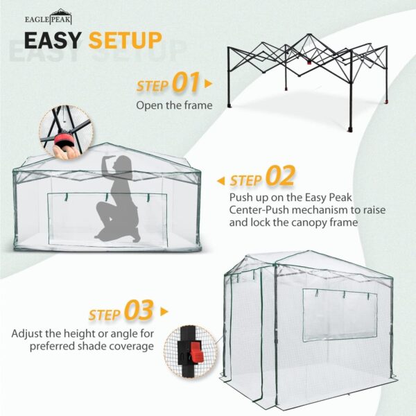 17db45152ac84574926cffea5f5455ef EAGLE PEAK 6×4 Portable Walk-in Greenhouse, Pop-up Indoor Outdoor Garden Green House, Zippered Door and Windows, PE Cover, White