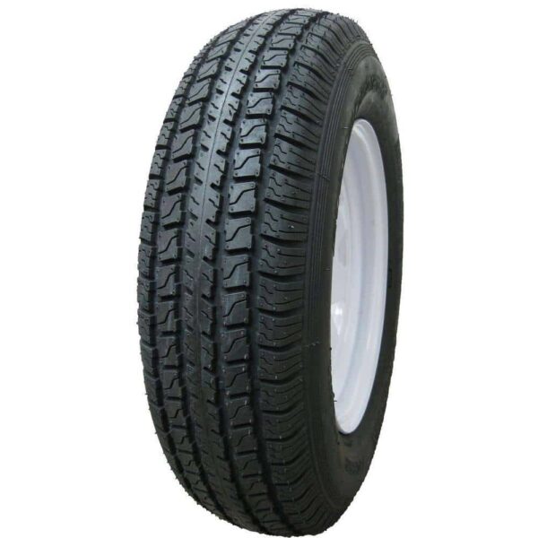 Hi-Run ASB1006 8 Spoke White 65 PSI ST225/75D15 and 15 in. x 6.0 in. 6-5.5HD 8-Ply Tire and Wheel Assembly
