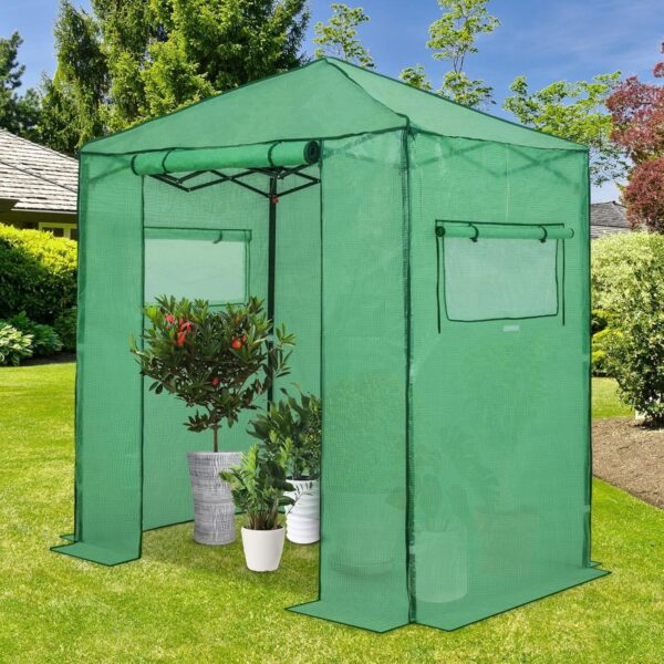 18bb120399ab4a6fb1d9609ade334cf5 EAGLE PEAK 6×4 Portable Walk-in Greenhouse, Pop-up Indoor Outdoor Garden Green House, Zippered Door and Windows, PE Cover, White