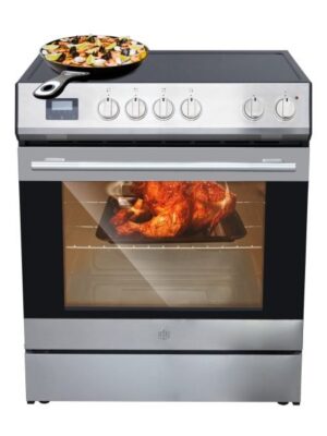 Front Control Electric Range Oven with 5 Cooktop Elements with 6 Cooking Power Options, Freestanding Oven, 5.0 cu. ft. Capacity Stainless Steel